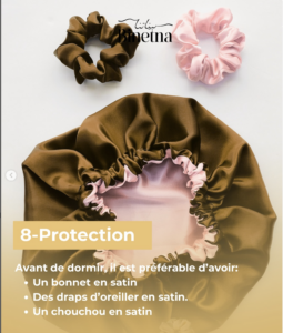 Bonnet en satin pour cheveux bouclés